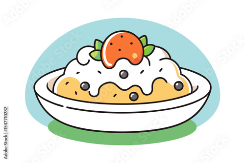 Delicious Creamy Risotto Platter Vector Illustration