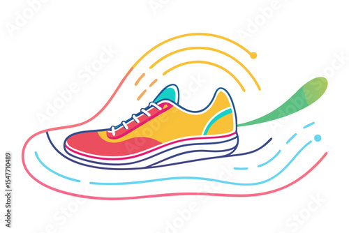 Jogging Shoes in Action with Track Lines Vector