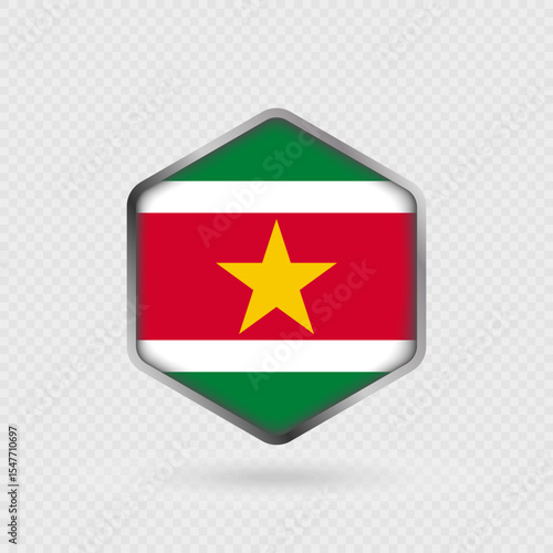 Free Download Suriname Flag Icon in Hexagon Shape. - GFXLoad