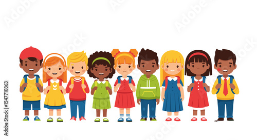 Diverse children in school uniform
