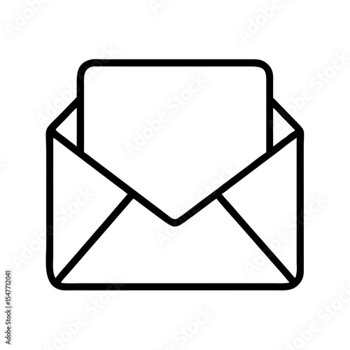 Simple vector drawing of an opened envelope with paper inside