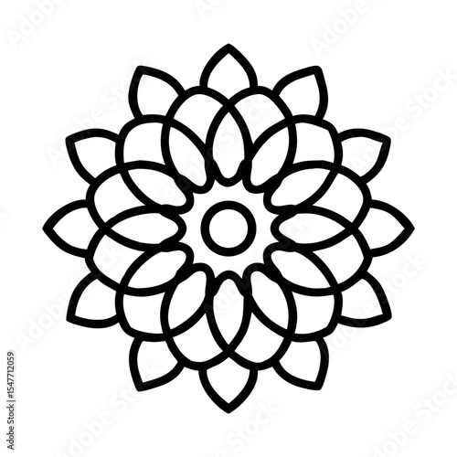 Elegant Floral Mandala with Interwoven Petals and Concentric Circle Center