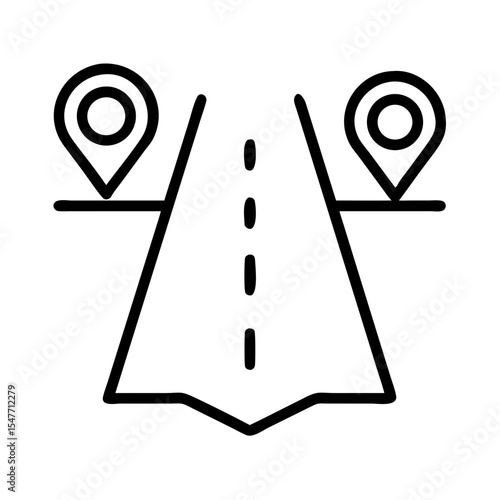 Road trip with navigation icons showing origin and destination points perfectly