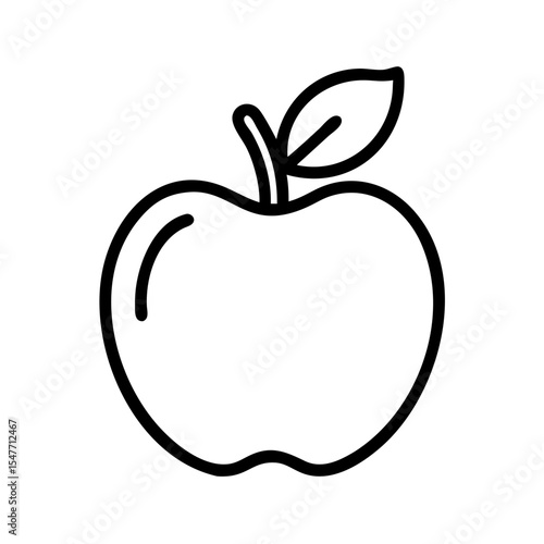 Minimalist Apple Icon Showing Fresh Fruit with a Leafy Detail