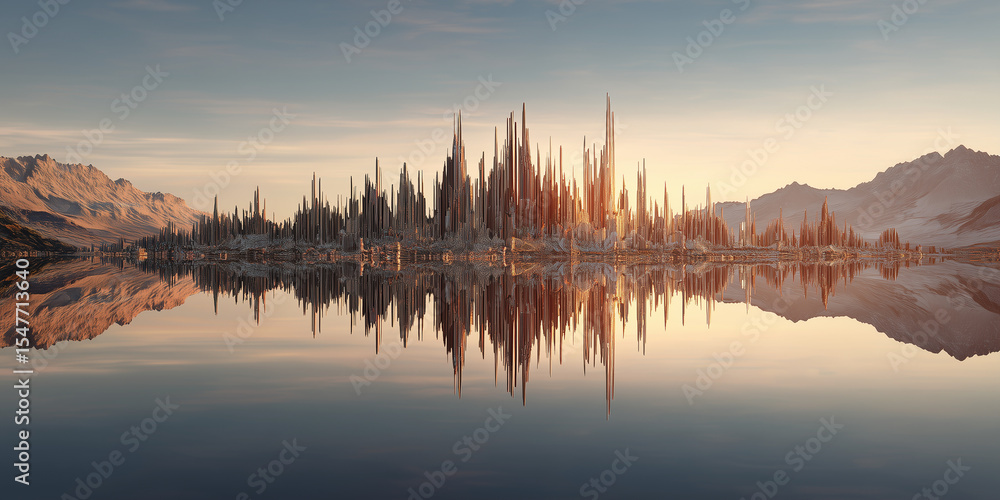 Obraz premium mirror city in warm tone