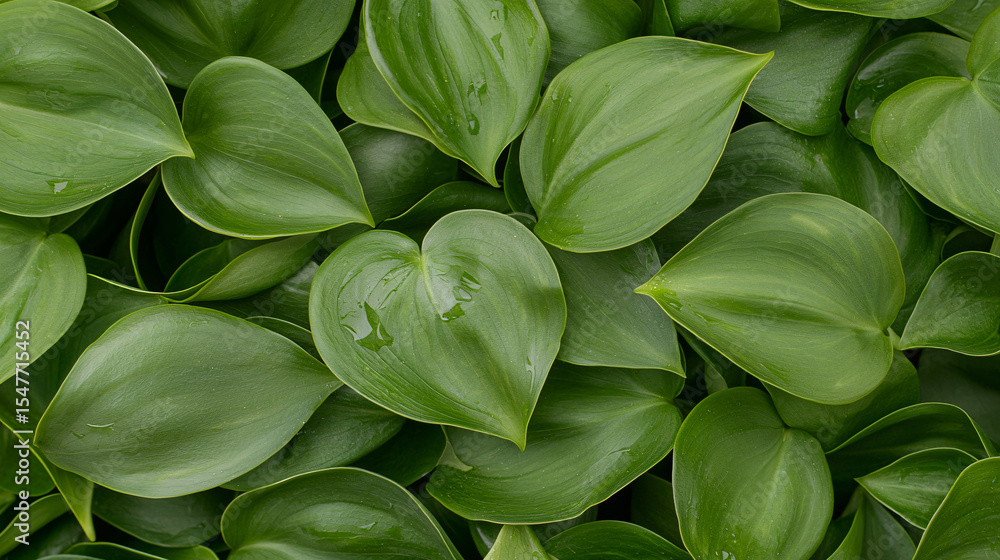Fresh green heart shaped leaves are closely clustered together creating a natural background. Fresh green heart shaped leaves are closely clustered together creating a natural background.