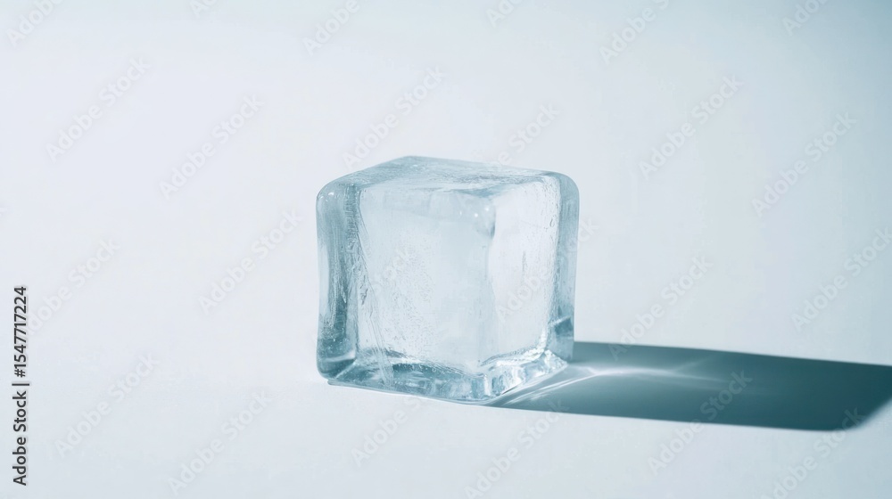 Obraz premium Clear ice cube on light background