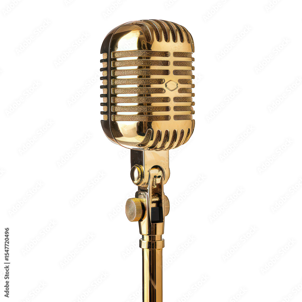 Fototapeta premium golden microphone transparent background