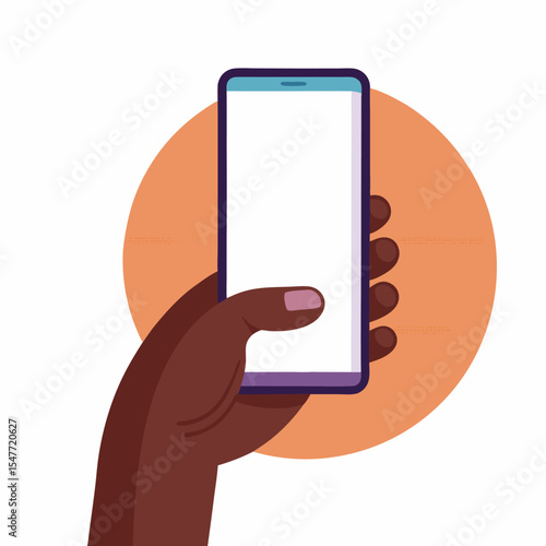 Modern smartphone held in a hand with blank screen for vector illustration design