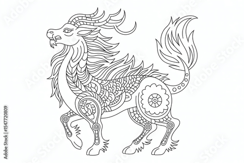 Wallpaper Mural Ornate mythical creature, stylized deer-horse, intricate design.
 Torontodigital.ca