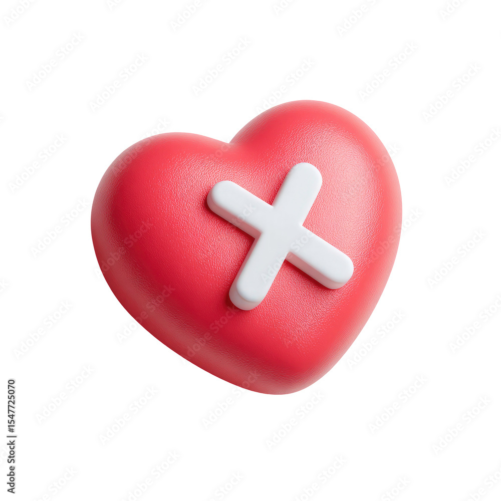 Obraz premium Red Heart with White Bandage Symbol of Healing and Recovery on transparent background