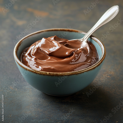 A bowl of chocolate pudding.