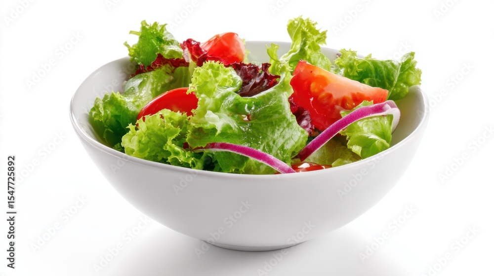Bowl of salad with vegetables on white background Bowl of salad with vegetables on white background