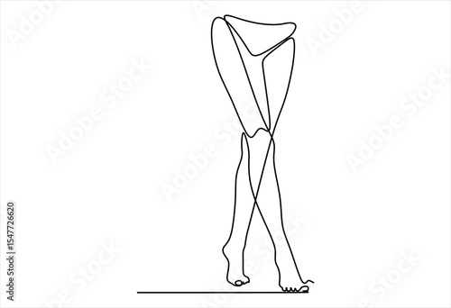 Line Art Illustration of a Woman's Legs in Motion.  line icon-continuous line drawing. Editable stroke.