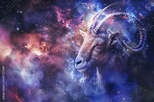 Astrological abstract composition with concept of Capricorn zodiac sign symbol