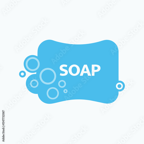 A clean blue soap graphic with bubbles design for hygiene and cleaning