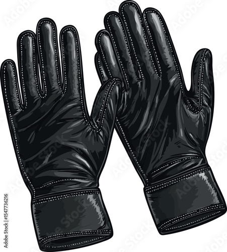 vector illustration of black leather gloves