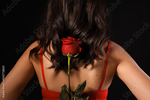 Sexy young woman in red und...