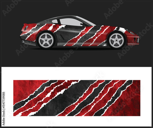 Red and Black Car Wrap Design Template Aggressive