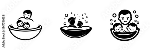 Family enjoying a warm bath together in a cozy setting