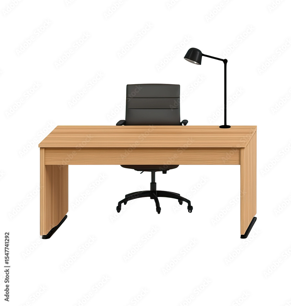 Fototapeta premium Set of three different office desks. Each element is separately isolated on white