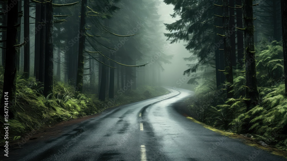 Fototapeta premium mist wet road