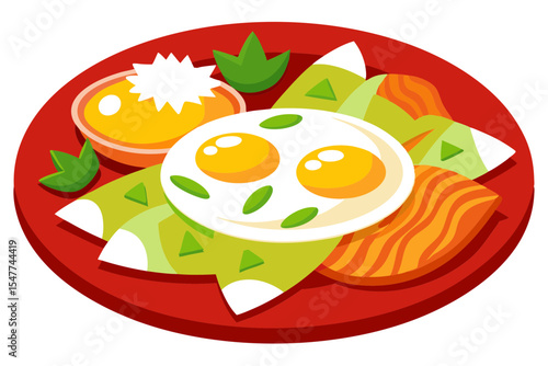Chilaquiles Platter with Salsa Roja Drawing