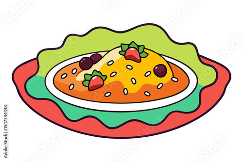 Top View Mexican Enchiladas with Beans Vector