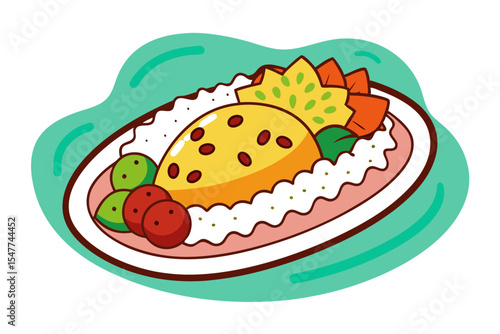 Traditional Enchiladas with Rice Vector Art