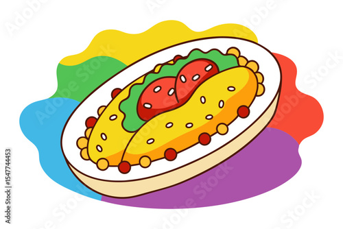 Rice and Enchilada Plate Illustration Vector