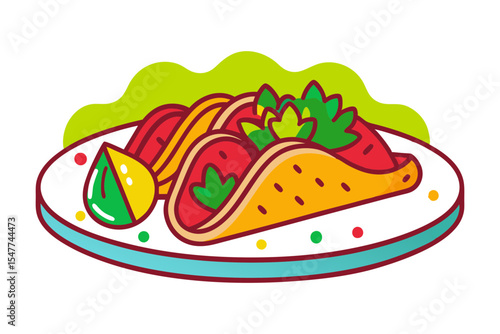 Fajita Platter with Beef and Peppers Vector