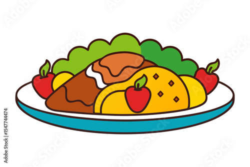 Mexican Fajita Skillet with Vegetables Drawing