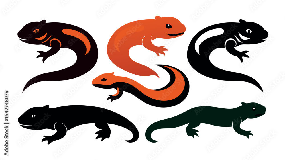 Set Of Salamander forest animal logo vector Set Of Salamander forest animal logo vector