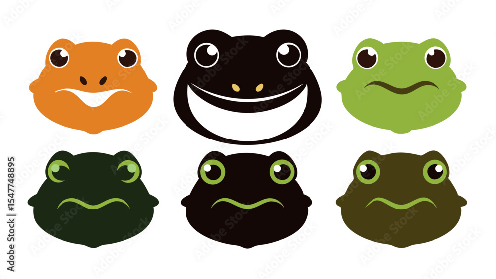 Fototapeta premium frog colorful set silhouettes vector 