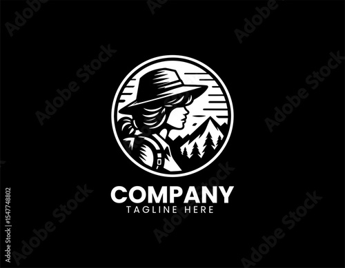 Brave Adventure Girl Exploring Wilderness Freedom Dynamic Outdoor Vector Logo Design