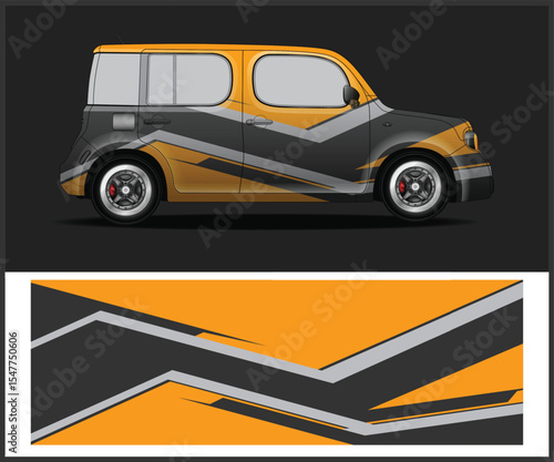 Orange and Gray Car Wrap Design Template Vector