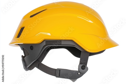 Bright yellow safety helmet designed for construction and outdoor activities