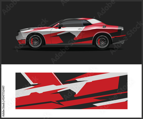 Red and Black Car Wrap Design Template Stylish