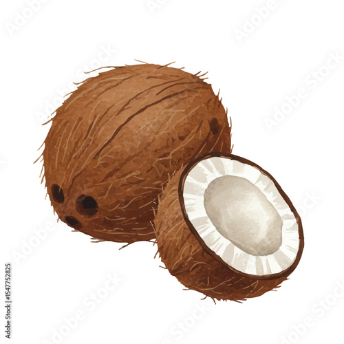 Vector watercolor coconut / 水彩テイストのココナッツイラスト
