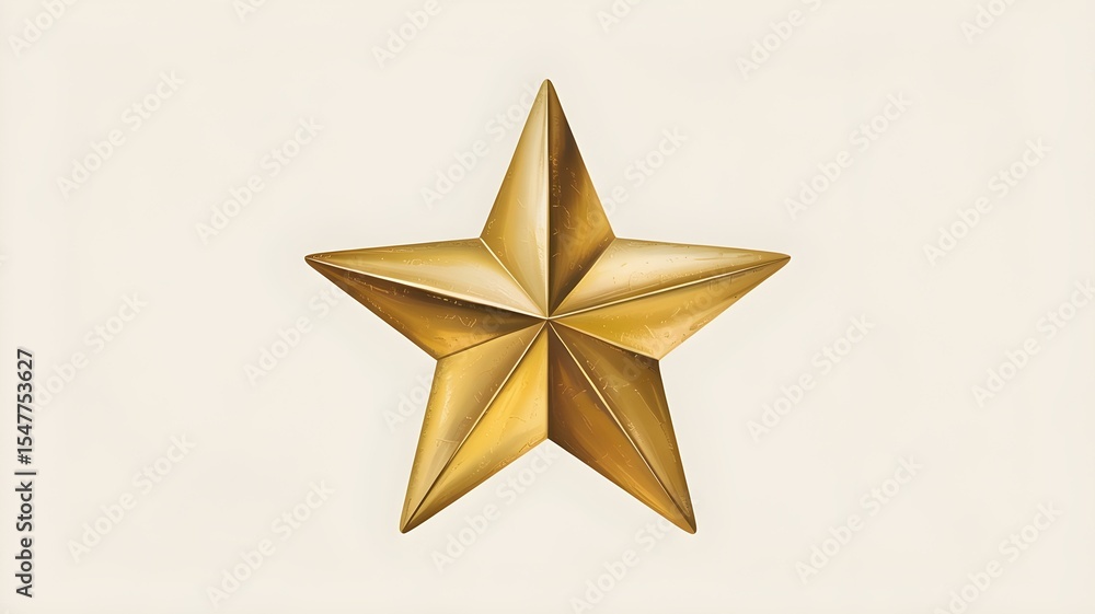 Obraz premium Golden Star Illustration on White Background, Decorative Element for Awards, Christmas, and Festive Designs, Premium Quality Graphic