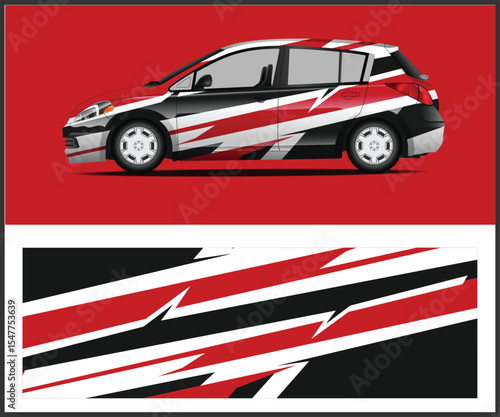 Red and Black Car Wrap Design Template Stylish