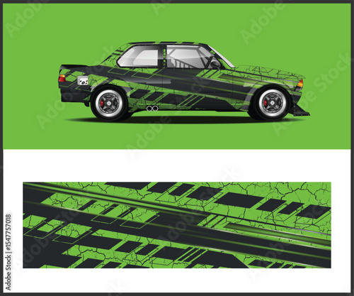 Lime Green and Black Car Wrap Design racing