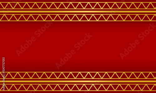 Luxurious red background with symmetrical gold triangle top and bottom borders