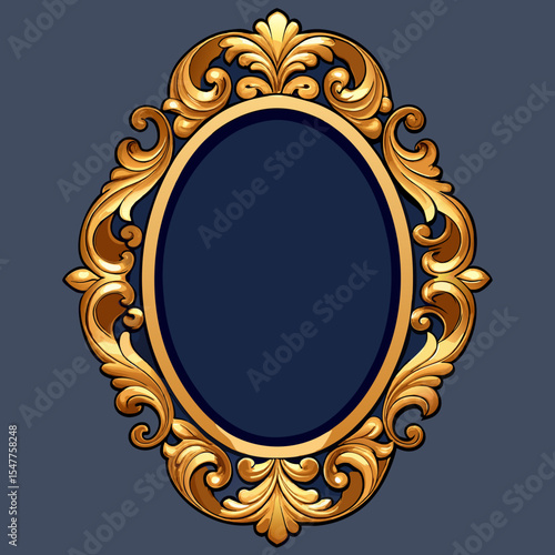  Ornate Golden Oval Vintage Mirror Frame