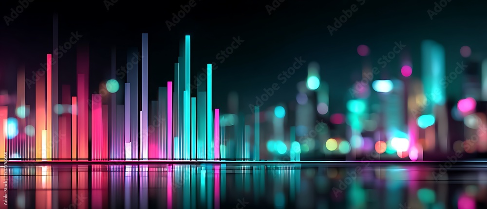 Colorful city skyline at night Colorful city skyline at night