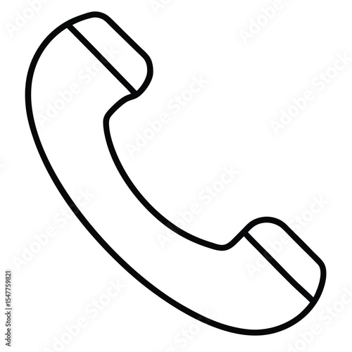 Classic Telephone Handset Icon – Black and White Communication Symbol