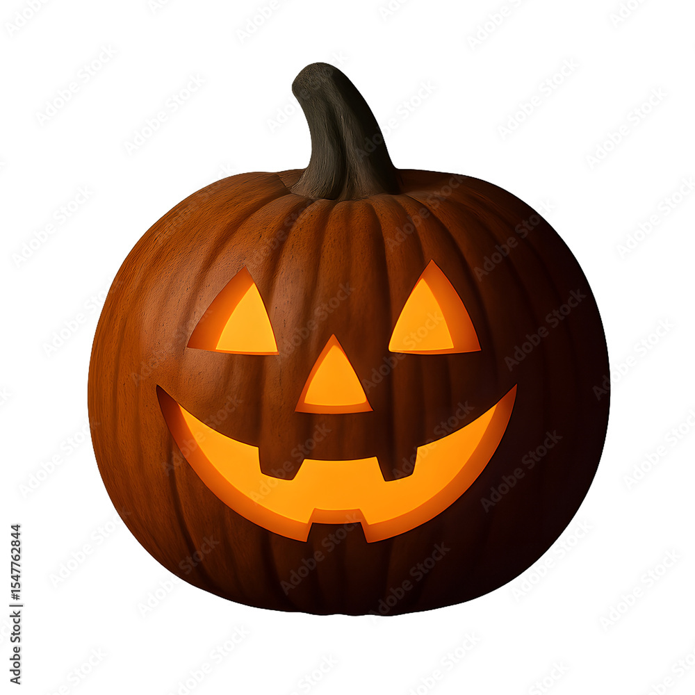 Carved pumpkin with glowing orange face for halloween on transparent background Carved pumpkin with glowing orange face for halloween on transparent background