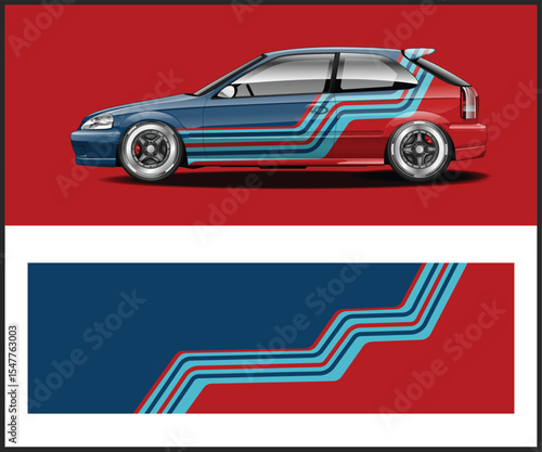 Retro Honda Civic Hatchback with Racing Stripes Design
