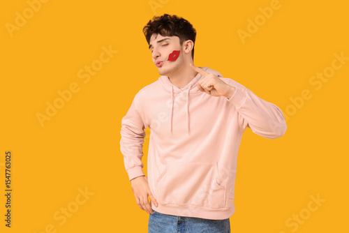 Handsome young man pointing...