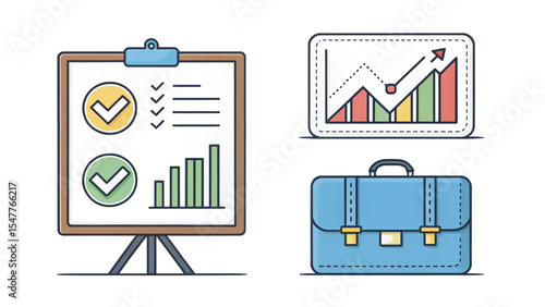 Flat Business Icons Set in PNG Format..